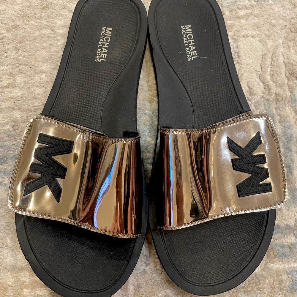 Metallic Michael Kors Slides